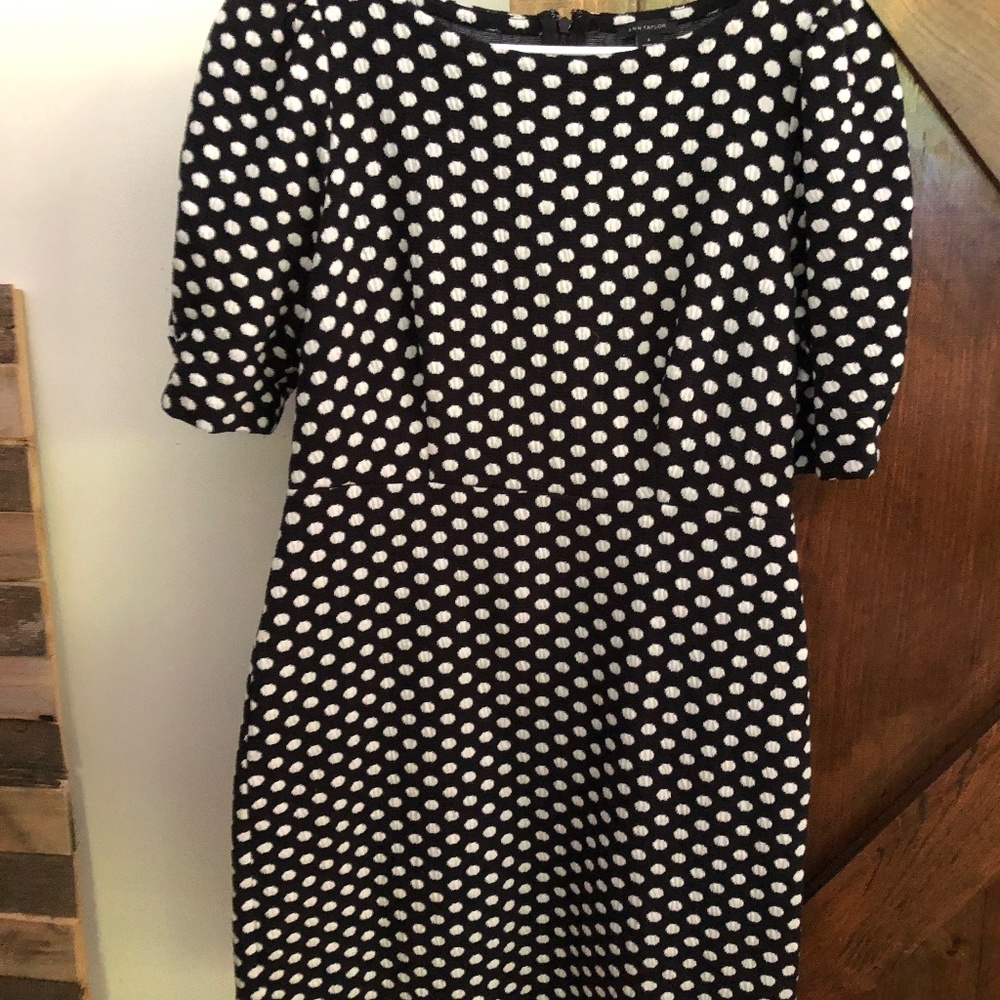 Ann Taylor Dress Size 6 Black/white Polka Dots